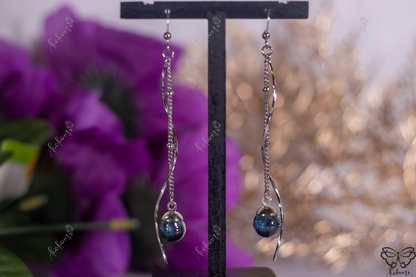 Azure Galaxy Subtle Twisted Silver Dangle Earrings