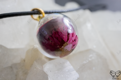 Ink'd Burgundy Dahlia Resin/Glass Pendant