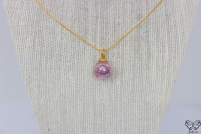 Marbl'd Magenta Mist Resin/AB Glass Pendant