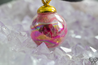 Marbl'd Magenta Mist Resin/AB Glass Pendant