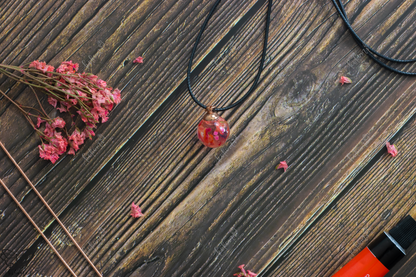 Marbl'd Pink Floral Caress Resin/Glass Pendant