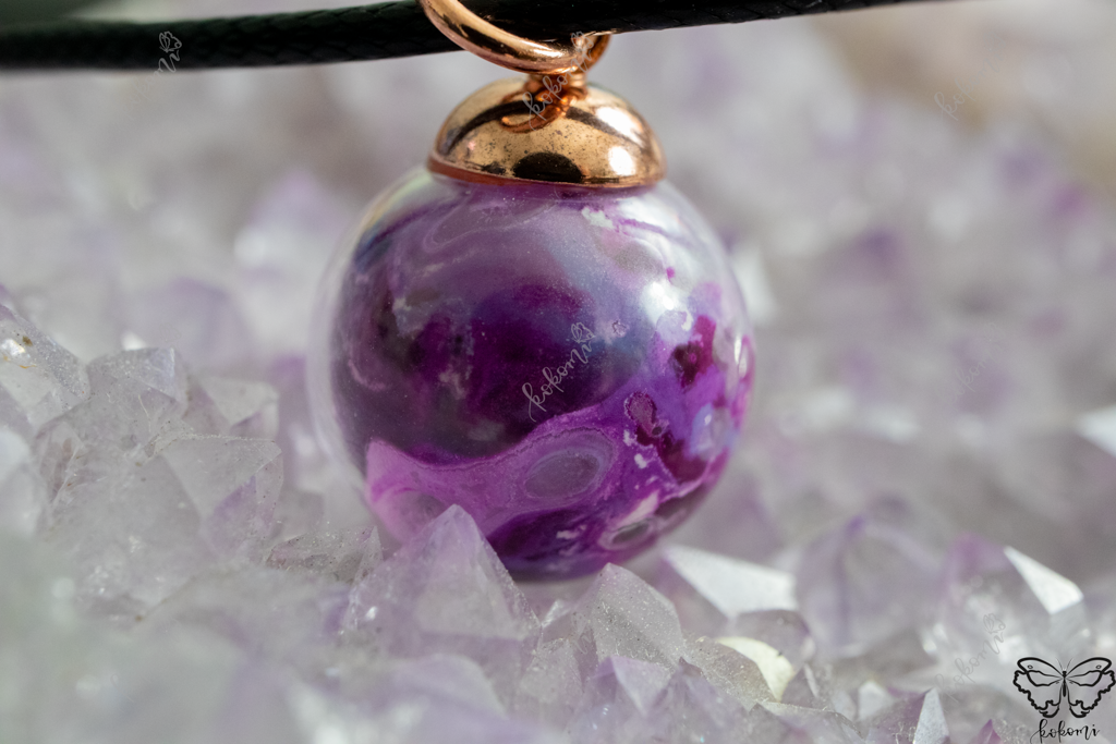 Marbl'd Mixed Purple Resin/Glass Pendant