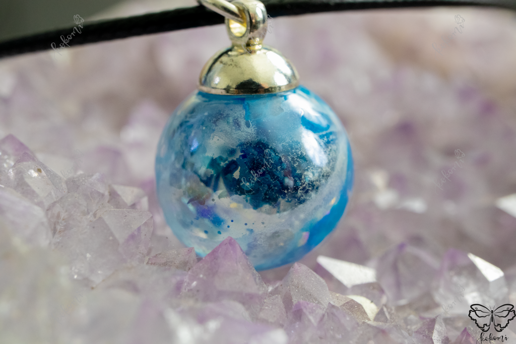 Marbl'd Frosty Blue Resin/Glass Pendant