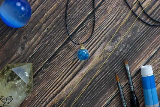 Speckl'd Cerulean Rain Resin/Glass Pendant